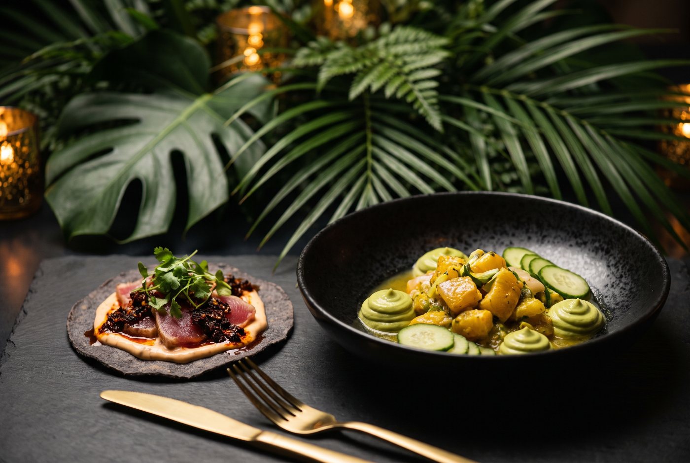 Signature dish at Monarca, a jungle-inspired supper club and restaurant in Gastown, Vancouver