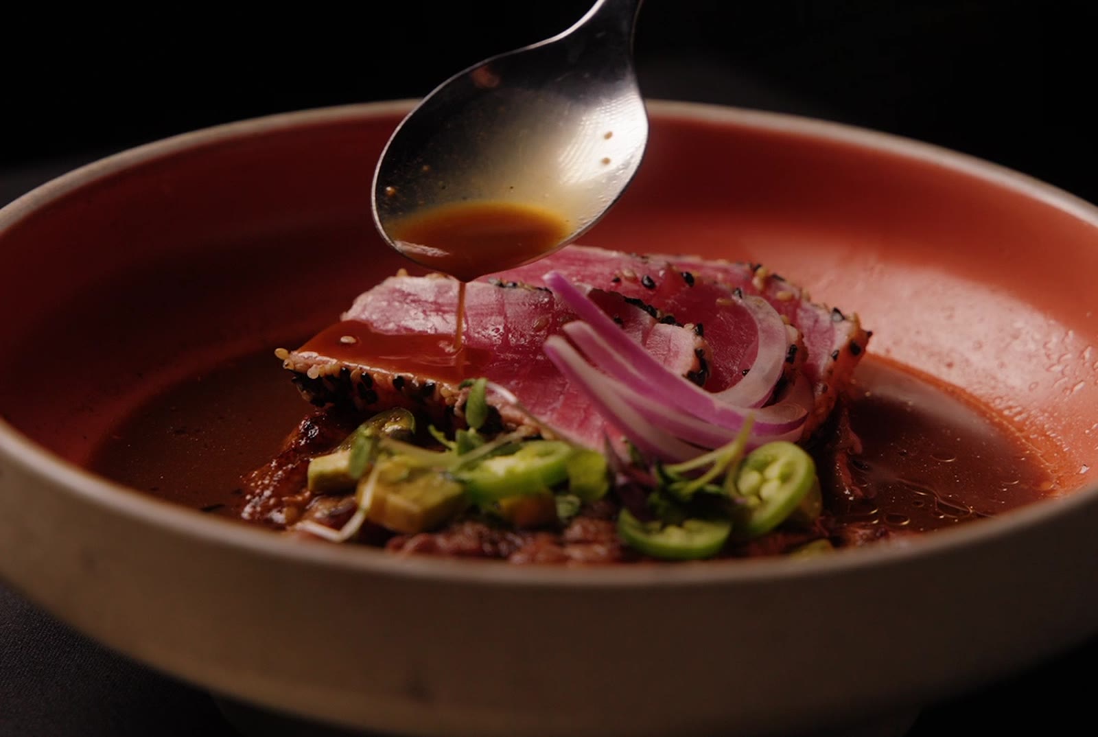 Ahi tuna aguachile with lime jus, red onion and jalapeño at Monarca, Gastown